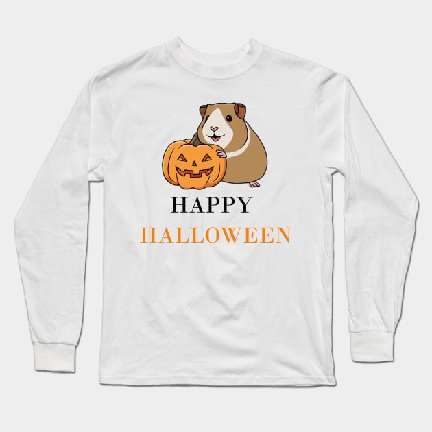 Happy Halloween Guinea Pig Long Sleeve T-Shirt by Anke Wonder 